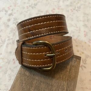 Vintage Justin Boots Cowhide Leather Belt Buggy Whip Brass Buckle Size 28